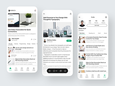 Babaca - Mobile App apps article design mobile mobile app news read reading app share ui ui design uiux ux