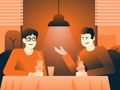 Lunch at work with teammate/Blog illustration design graphic design illustration orange person illustration