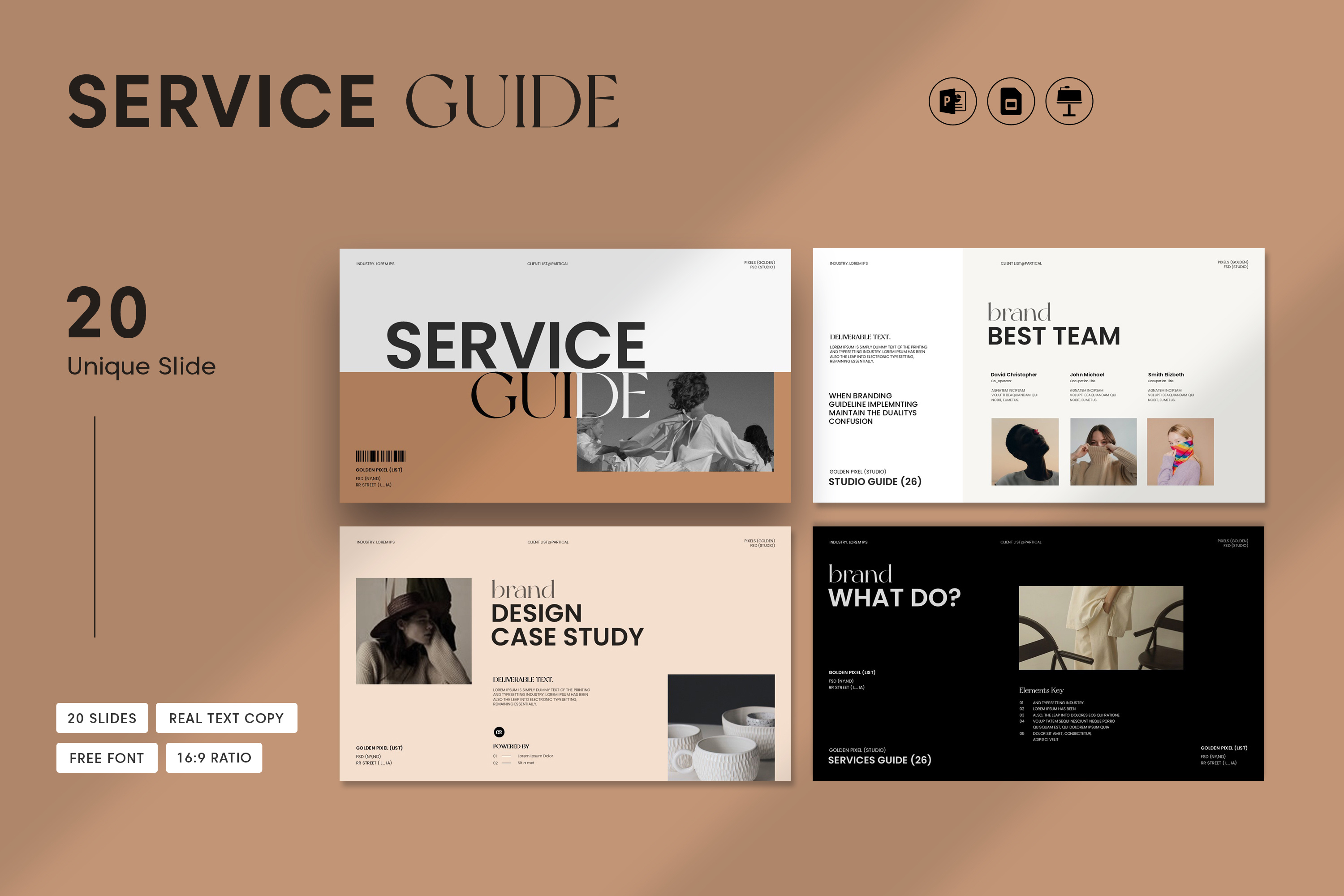 Client Service Guide PowerPoint branding client focused graphic design logo