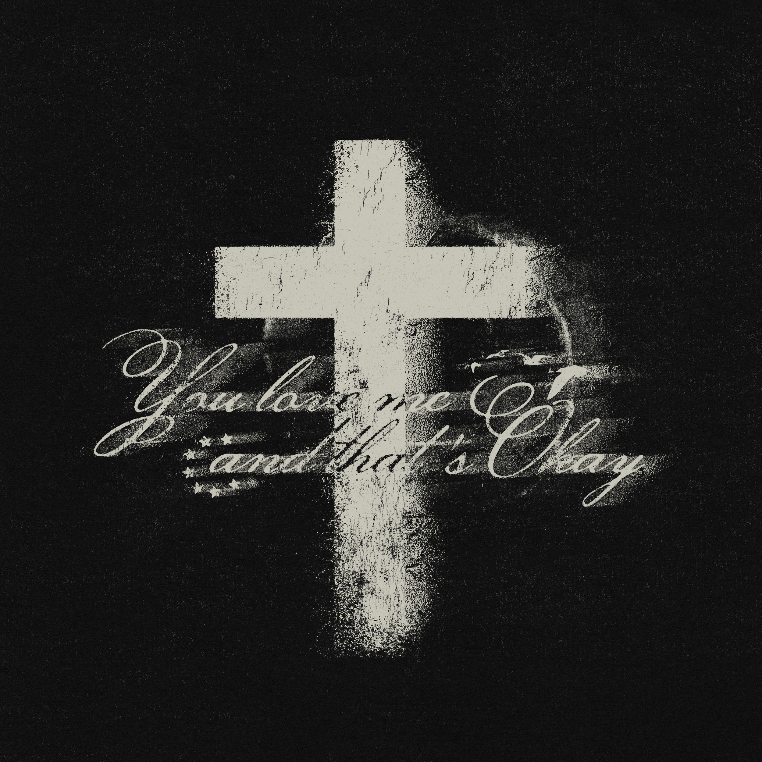 Grunge blurred archive print *You love me and that's okay" *2025 archive branding cross design graphic design grunge print streetwear t shirt