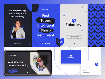 Falconry: branding, logo design, visual identity 3d animation brand identity brand sign branding business design icon lettering lock logo minimal pattern property real estate security security business trust ui