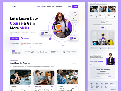 Online Course Landing Page course e learning education edutech edutech design elearning homepage landingpage online course online learning product ui ux web ui webdesign23 website