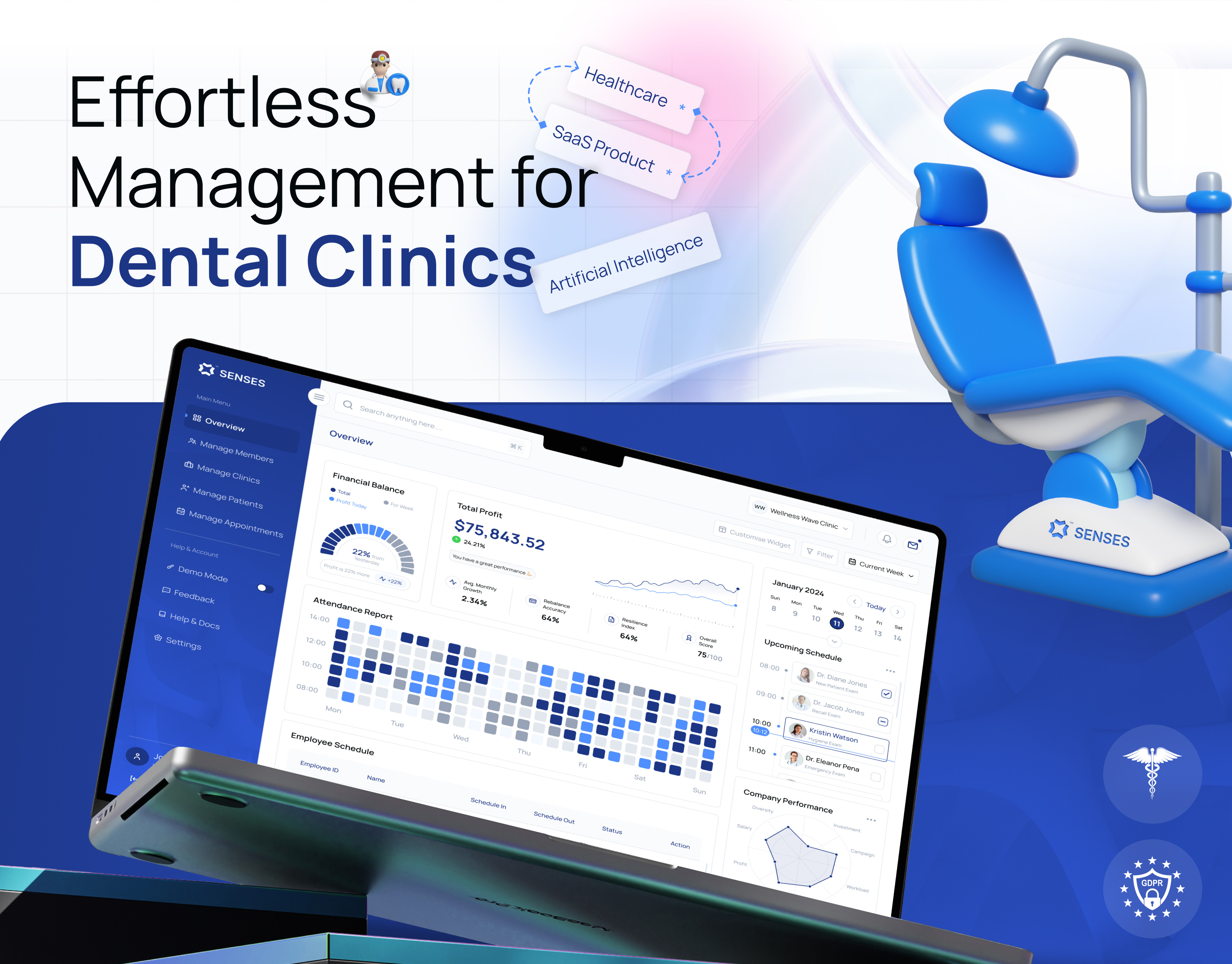 Senses - Dental Clinic and Patient Management admin portal design crm dental clinic dental management dentist healthcare healthcare technology minimal patient management product design uiux uiux design user interface virtual health web dashboard