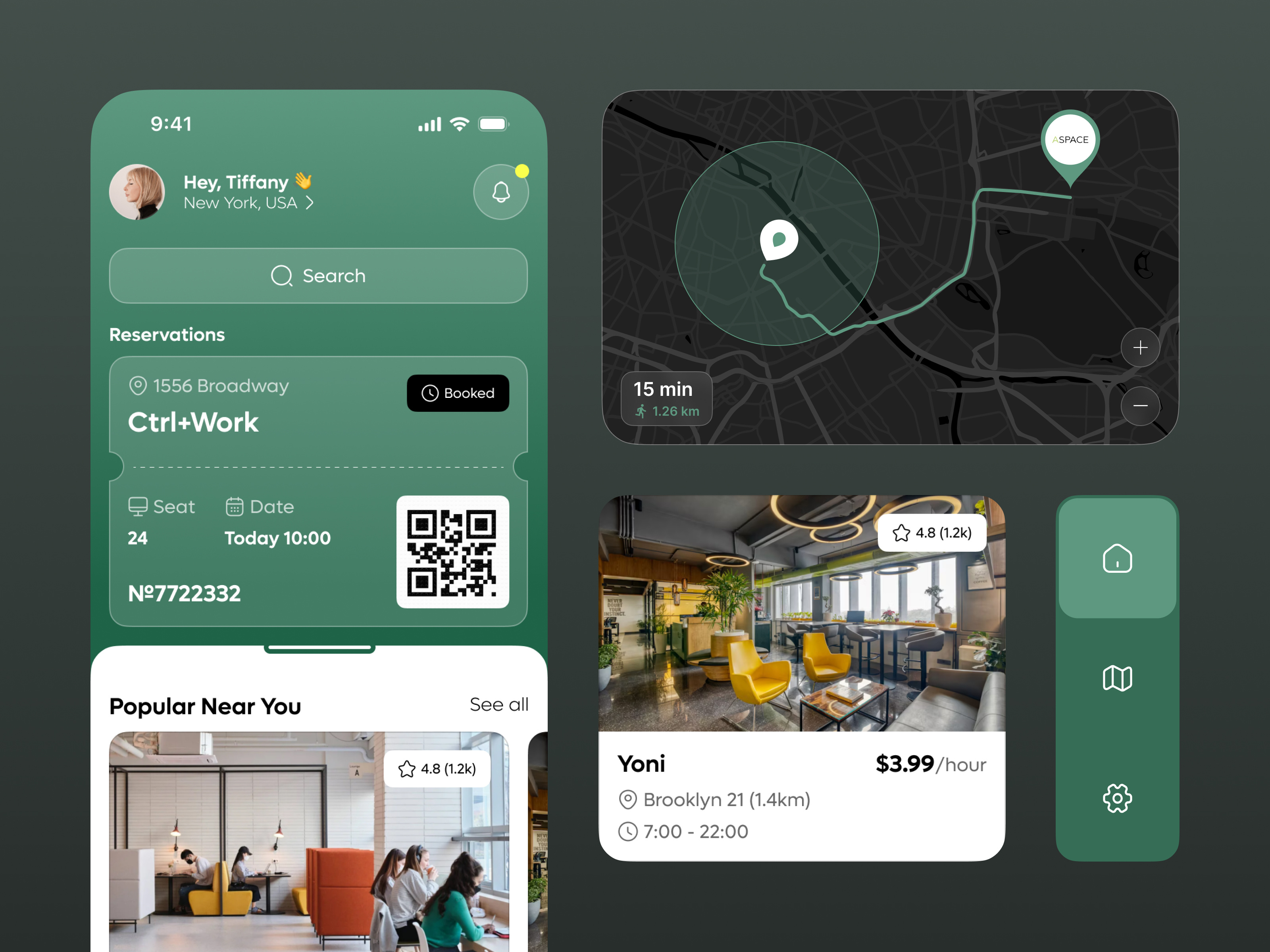 Coworking Booking App app booking coffee coworking design ios map minimal mobile product design ui ux