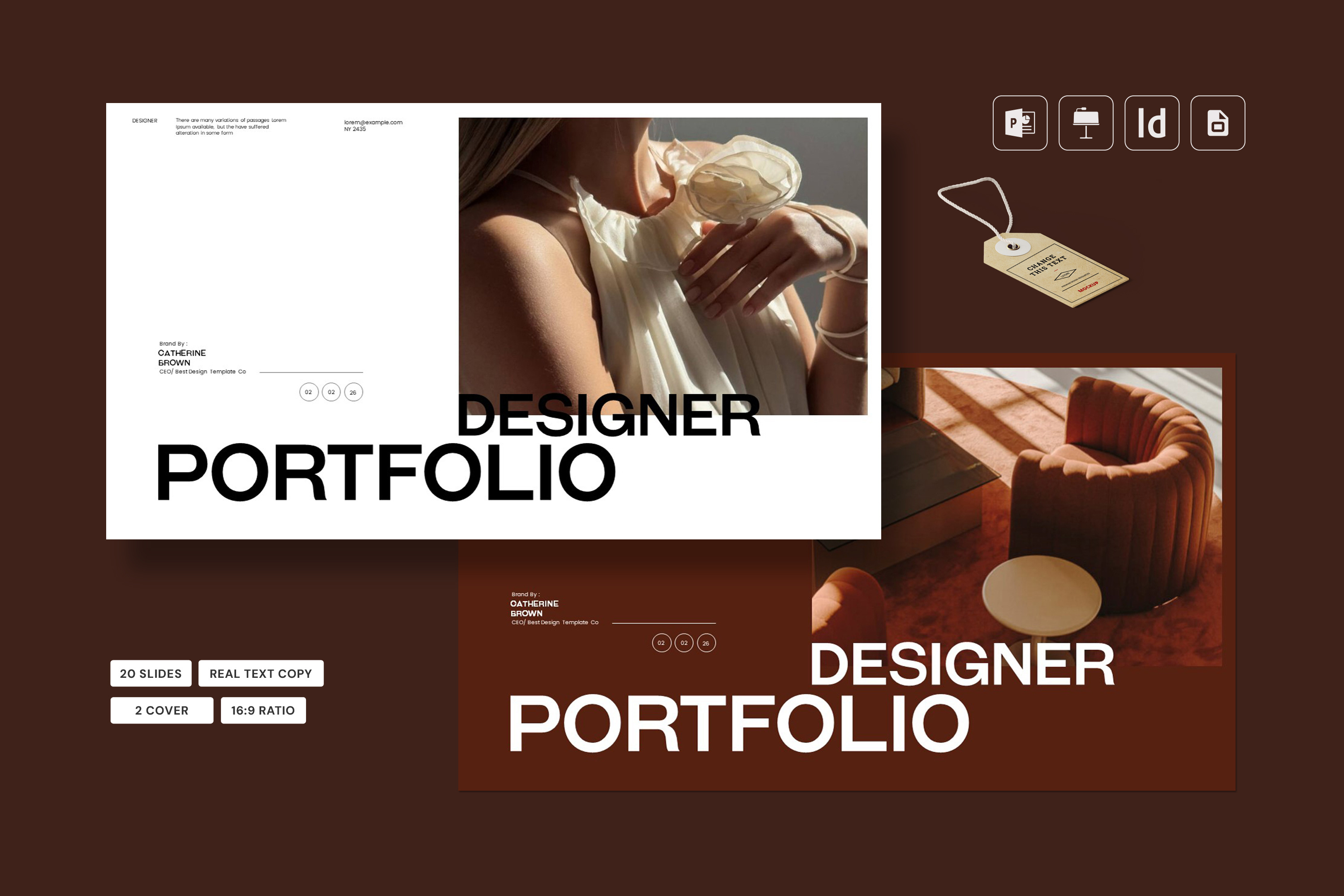 Designer Portfolio Template branding design designer fashion graphic design layout photo photography portfolio pptx template