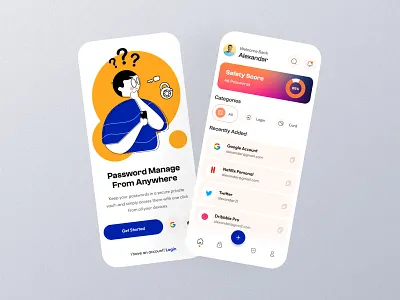 Personal Password Manager App app creative manager minimal mobile app mobile app ui password password manager security ui ux