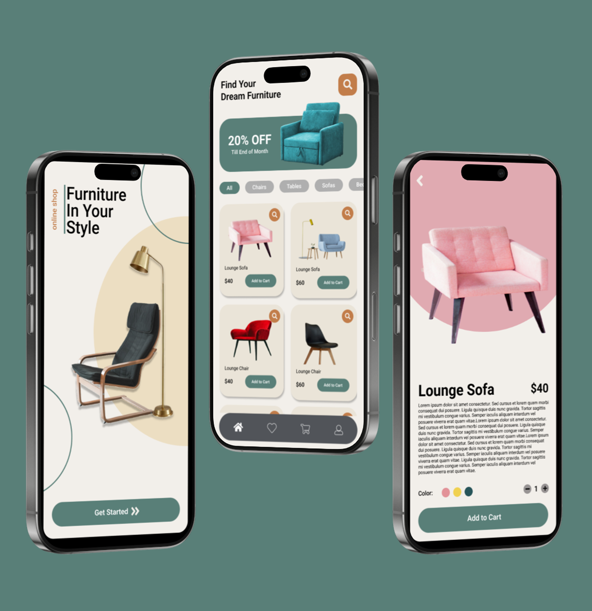 Furniture Mobile App UI Design branding design figma furniture design graphic design mobile app design mobileapp ui ui ux design ux