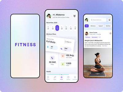 Fitness & Workout App app application cardio challenge clean community design exercise fitness flat gym health ios mobile social sport training ui ux workout