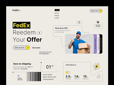 FedEx - Air delivery service delivery app delivery boy delivery website dribble 2022 dribble 2023 fancy design 2023 fancy header fedex landing page minimal design sushmita mou trendy header trendy landing page trendy website web design