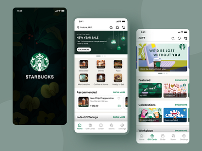Redesign Starbucks App app design branding coffee design figma gift cards illustration mobile app offer order redesign settings splash starbucks store ui ui design