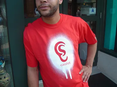 Earshot Music brand identity branding custom typography design ear graphic design hand lettering log play logo design lps music music store record store records shot t shirt design t shirt graphic vinyl vinyl music vinyl records