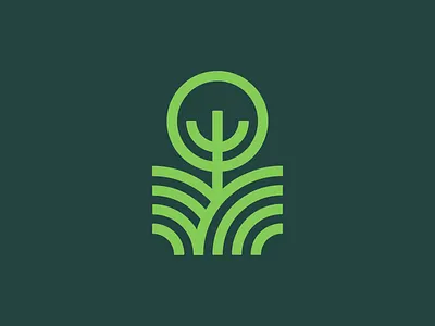 Tree Between Hills Logo abstract eco friendly environment hills landscape logo design logomark nature rural tree