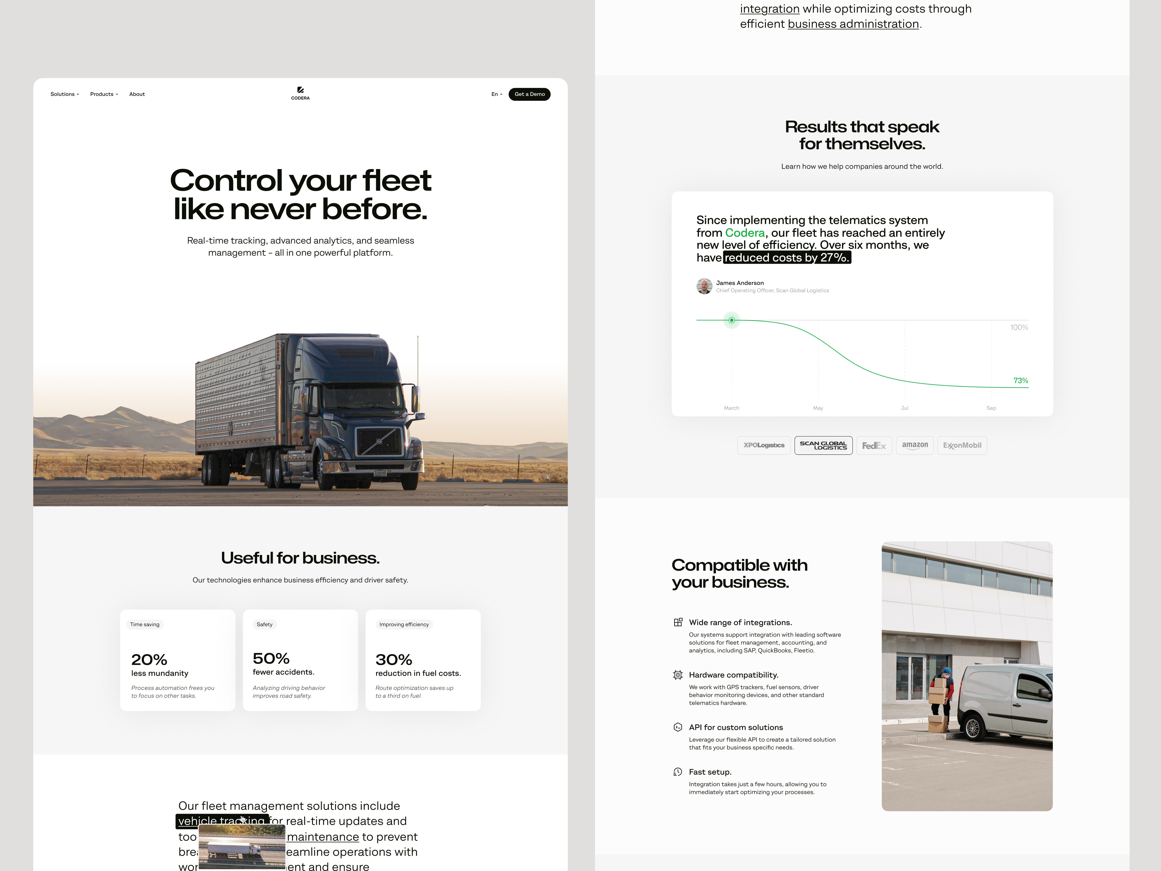 Landing Page Design for Fleet Control Company