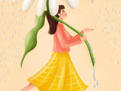 Little Daisy Girl book cover design character design daisy design drawing challenge dtiys editorial design female illustrator hand drawn illustration procreate tiny lady umberella
