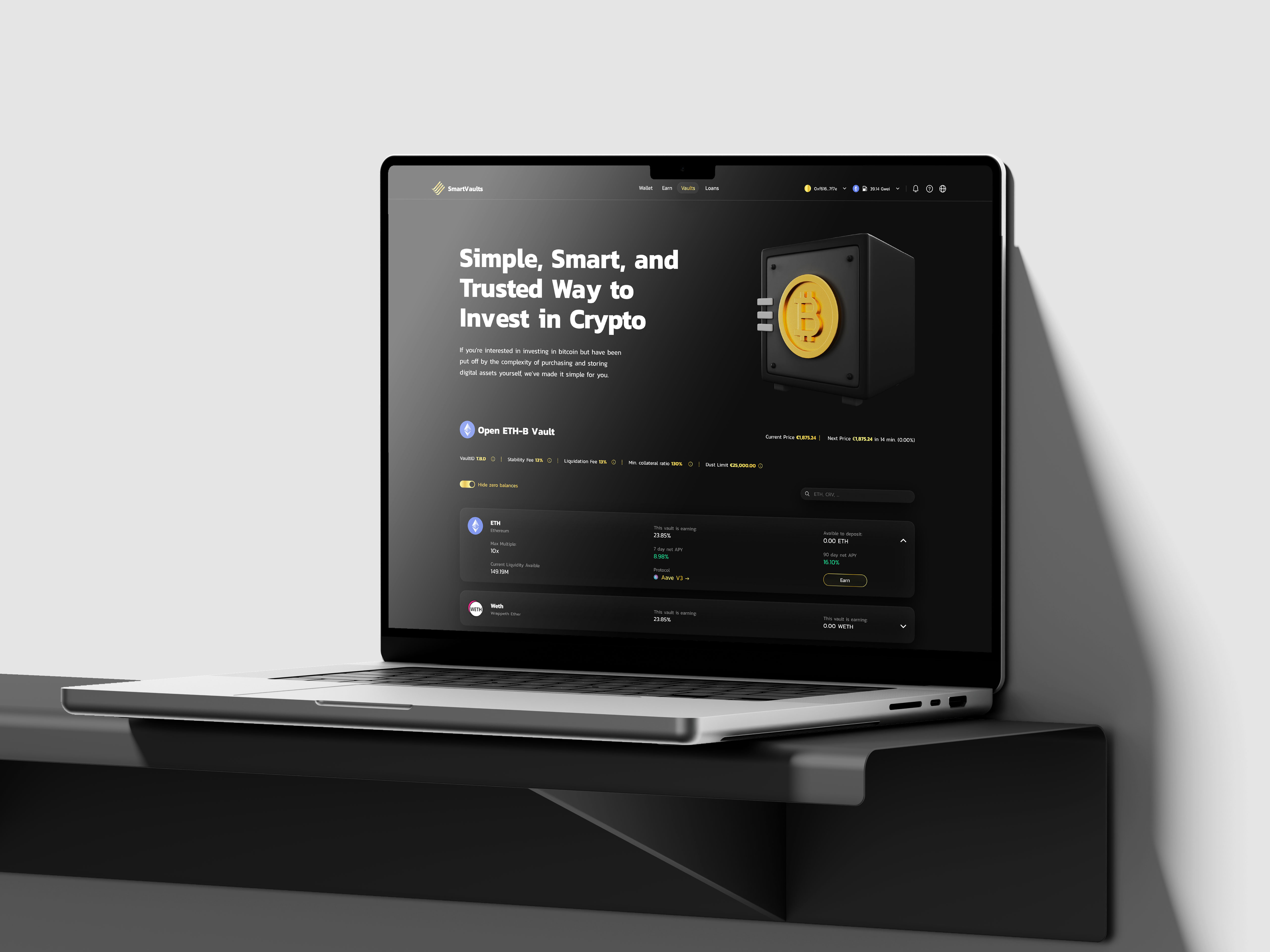 Smart Crypto Vaults & Loans Dashboard crypto crypto app crypto dashboard crypto vault crypto wallet crypto wallet dashboard crypto wallet ui crypto website dashboard product design saas vaults wallet web design web3 web3 app web3 platform web3 ui web3 wallet web3 website design