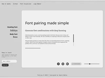Redesigning AI based Font Pairing Web App ai display minimal redesign ui