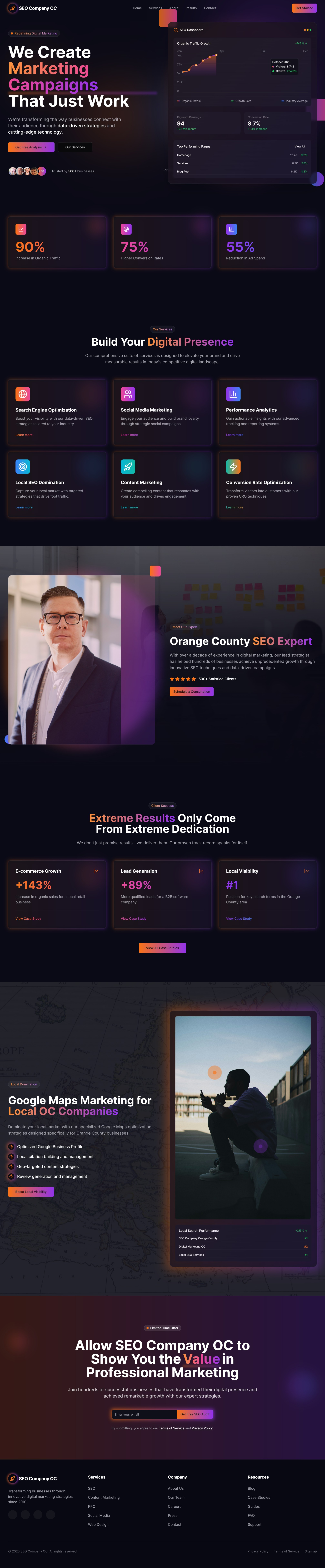 Dark UI Concept: Marketing Agency Website Design graphic design ui ux website