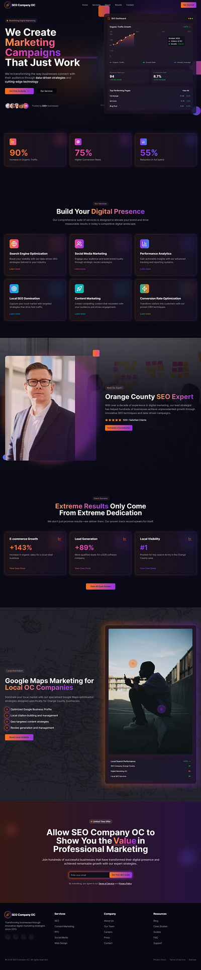 Dark UI Concept: Marketing Agency Website Design graphic design ui ux website