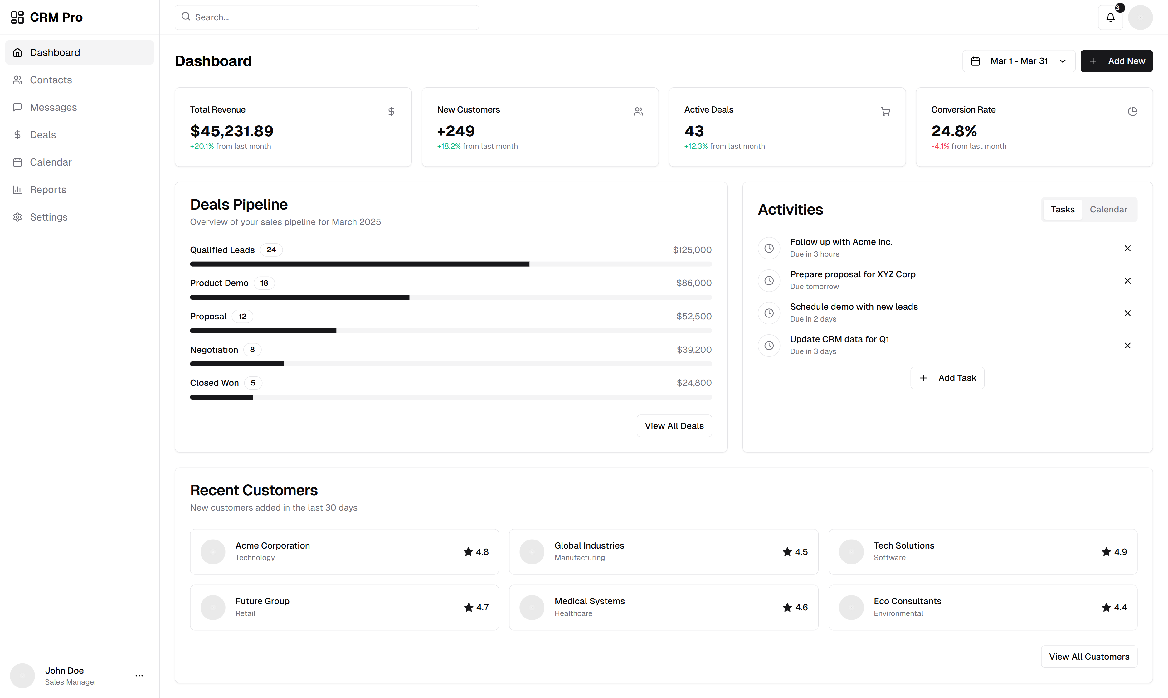 Clean CRM Dashboard UI/UX Concept crm dashboard graphic design light theme ui ux