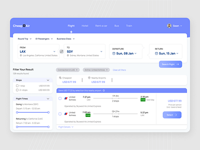 Flight Searching Dashboard by Shahriar Sultan for Dezzlab on Dribbble