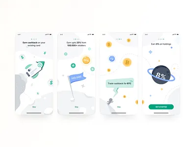 Walkthrough Design for Cashback platform app branding cashback design illustrations pei ui walkthrough