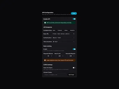 API Settings ⚙️ api design input minimal modal saas select settings ui web design