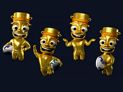 Golden Tiki Mascot - Humanoid 3D 3d 3d model campaign character figurine gold humanoid mascot model mythology tiki