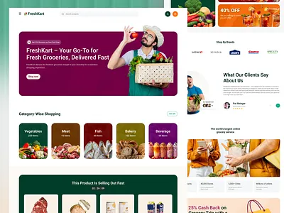 Grocery Landing Page UI/UX Design | FreshKart e commerce grocery landing page landing page design ui design user centric ux design webdesign website