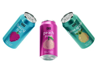 Gamer-Go Energy Drinks can colorful drinks energy drink fruit fun game gamer pixel pixel art pixels product soda summer