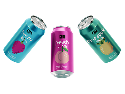 Gamer-Go Energy Drinks can colorful drinks energy drink fruit fun game gamer pixel pixel art pixels product soda summer