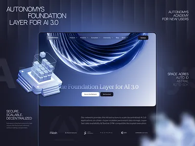 Autonomys: decentralized AI3.0 infrastructure ai artificial intelligence blockchain branding design developer foundation futuristic graphic design homepage illustration landing page logo protocol tech ui ui design web3