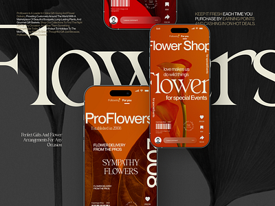 Ui graphics design of social feed for flower shop app brand branding branding identity design figma graphic design hero deisgn illustration logo minimalistic social media design typography ui ui design vector web web design ui webdesign website