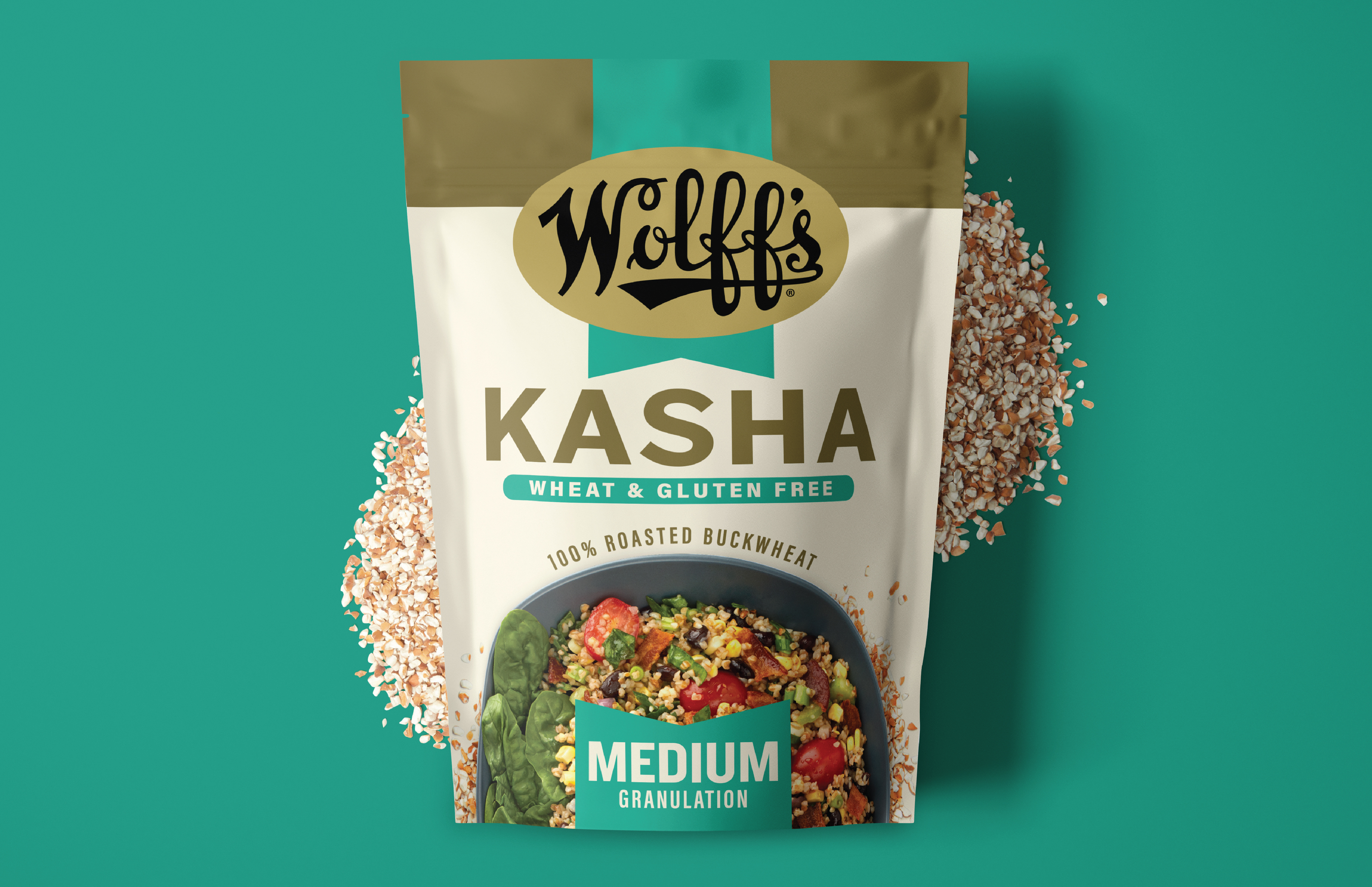 Wolff's Kasha bag branding buckwheat food grain healthy jewish kasha logo packaging redesign refresh wheat