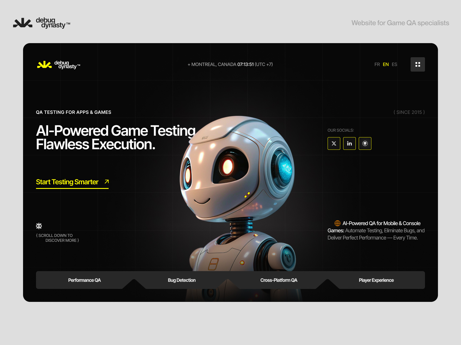 Example of UX/UI Design For Game Testing Company