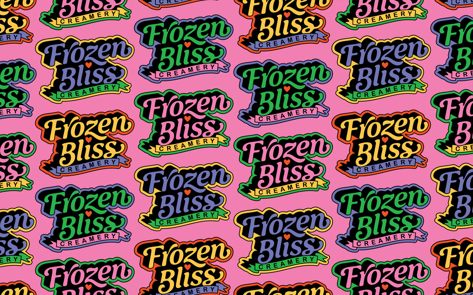 FROZEN BLISS CREAMERY branding design food foodandbeverage foodanddrink foodtruck freelanceillustrator graphic design graphicdesigner icecream icons illustration illustrator logodesign packaging packagingdesign pattern