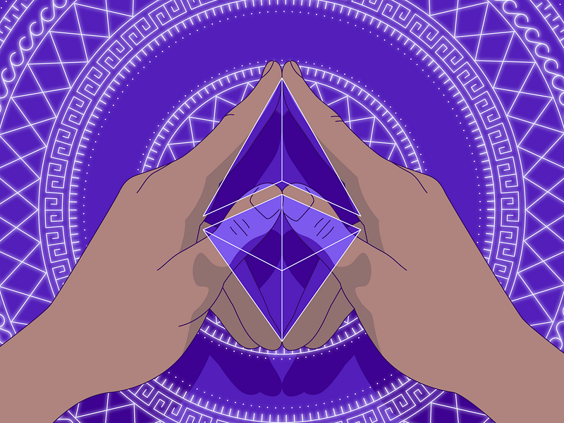Blog Cover - Ethereum Spell crypto crypto page eth ethereum fingers hand hands hellsjells illustration magic magic spell purple shadow puppet spell