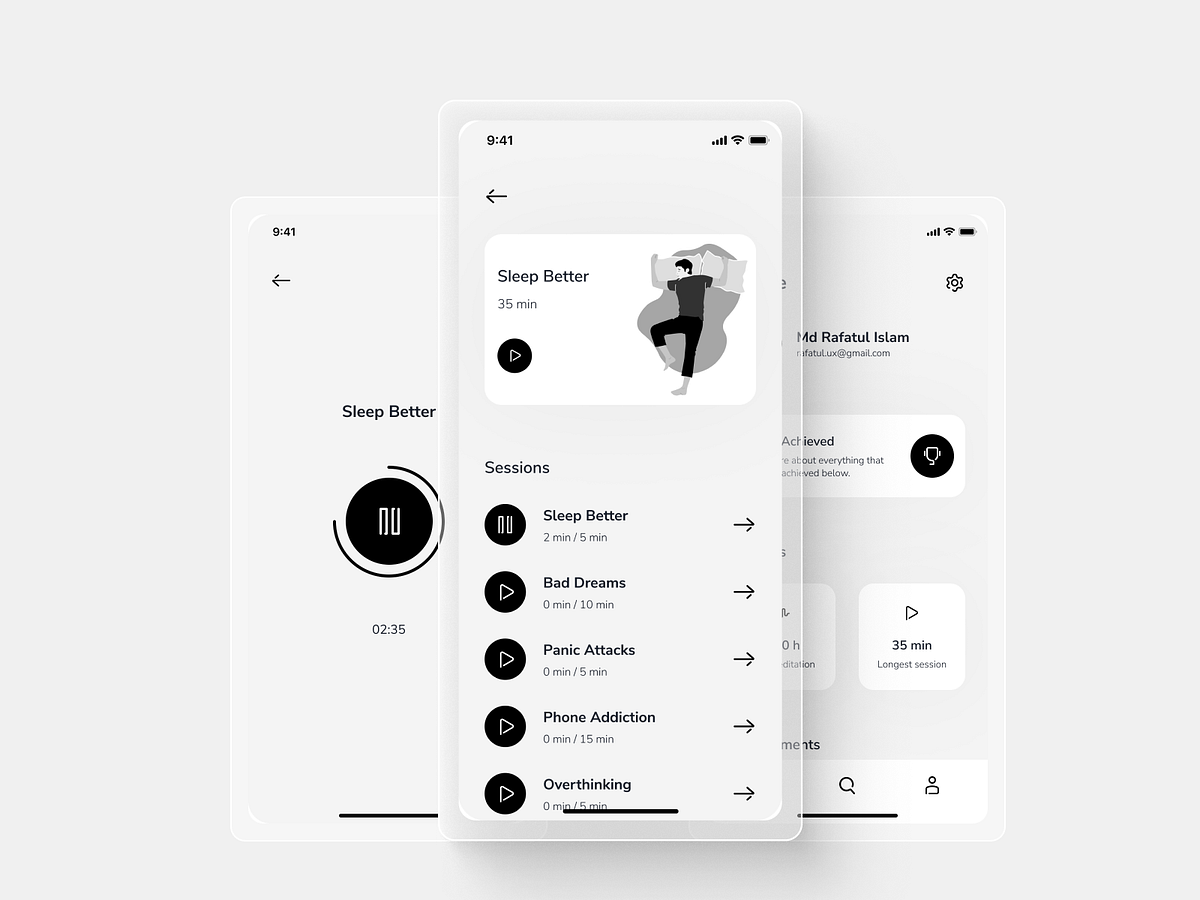 Meditation Mobile App Profile, Sleep Tracker by Md Rafatul Islam on ...