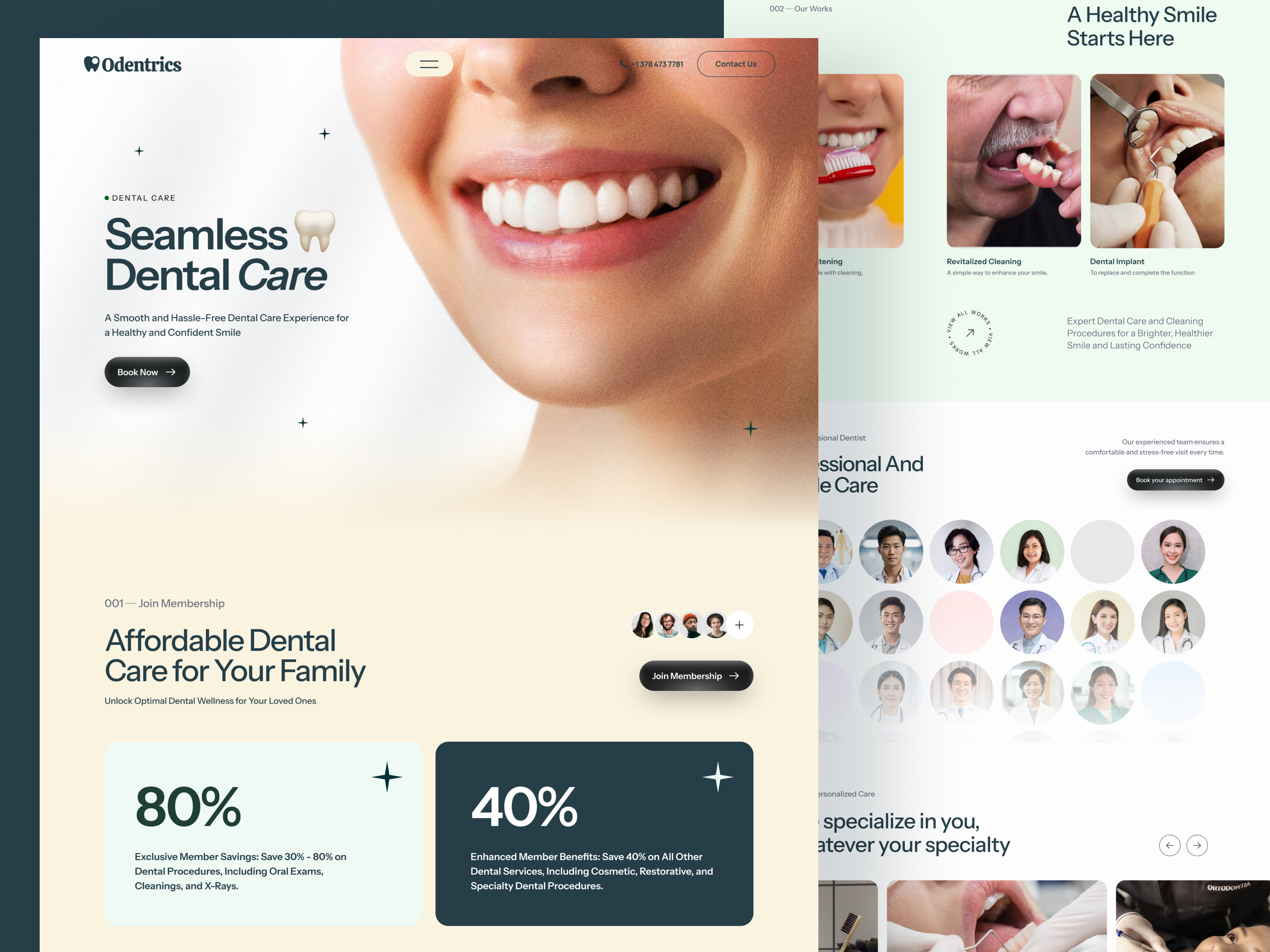 Odentrics - Dental Clinic agency booking branding care clinic company dental design doctor elementor framer health hospital landing page ui webflow website wordpress