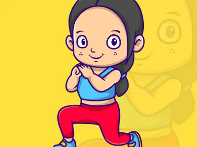 Cute woman cartoon character doing exercise cartoon character cebred cebred toon gym health life healthy stretching woman character woman gym woman mascot workout