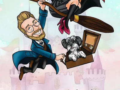 Casal Magico 25th anniversary wedding 2d caricatura caricature casamento decoração design familia illustration