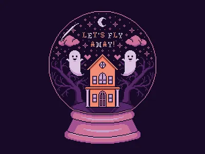 Pixel Snowglobe 8 bit art celestial cross stitch cute fantasy ghost halloween haunted illustration kawaii pixel pixel art spooky witchy