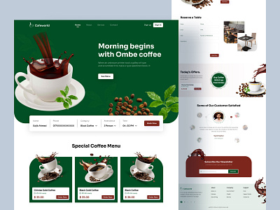 Coffee Shop Website clean coffee coffee shop designer figma fresh green landing page latest design mind natural sajib schedule shop table tea trending design uiuxdesign webdesign website