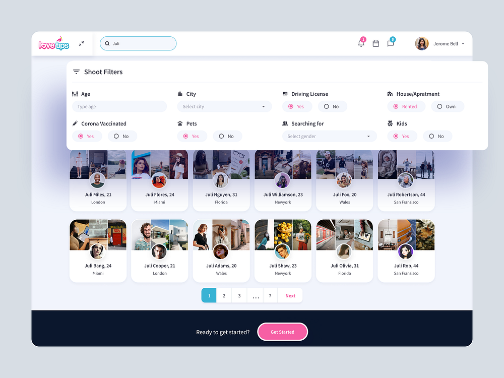 Dating Web UI by Syed Raju on Dribbble