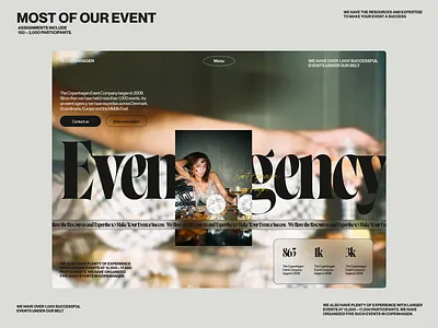 Ui design of hero for Event Agency branding design figma graphic design hero ui landing page logo minimalistic typography ui ui design ui graphic ux web webdesign website