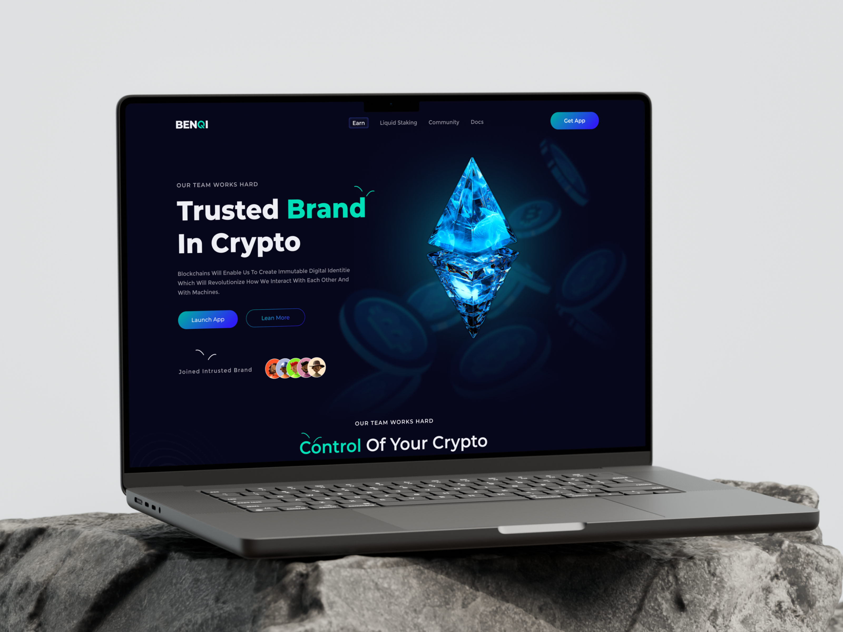 DeFi and Web3 protocol Landing Page crypto crypto landing page cryptobenqi defi landing page protocol staking token ui ux web3 website