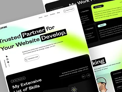 Developer portfolio landing page branding colorful design developer portfolio header homepage landing landing page portfolio portfolio landing page ui uihut ux web web design web resource webdesign website website design