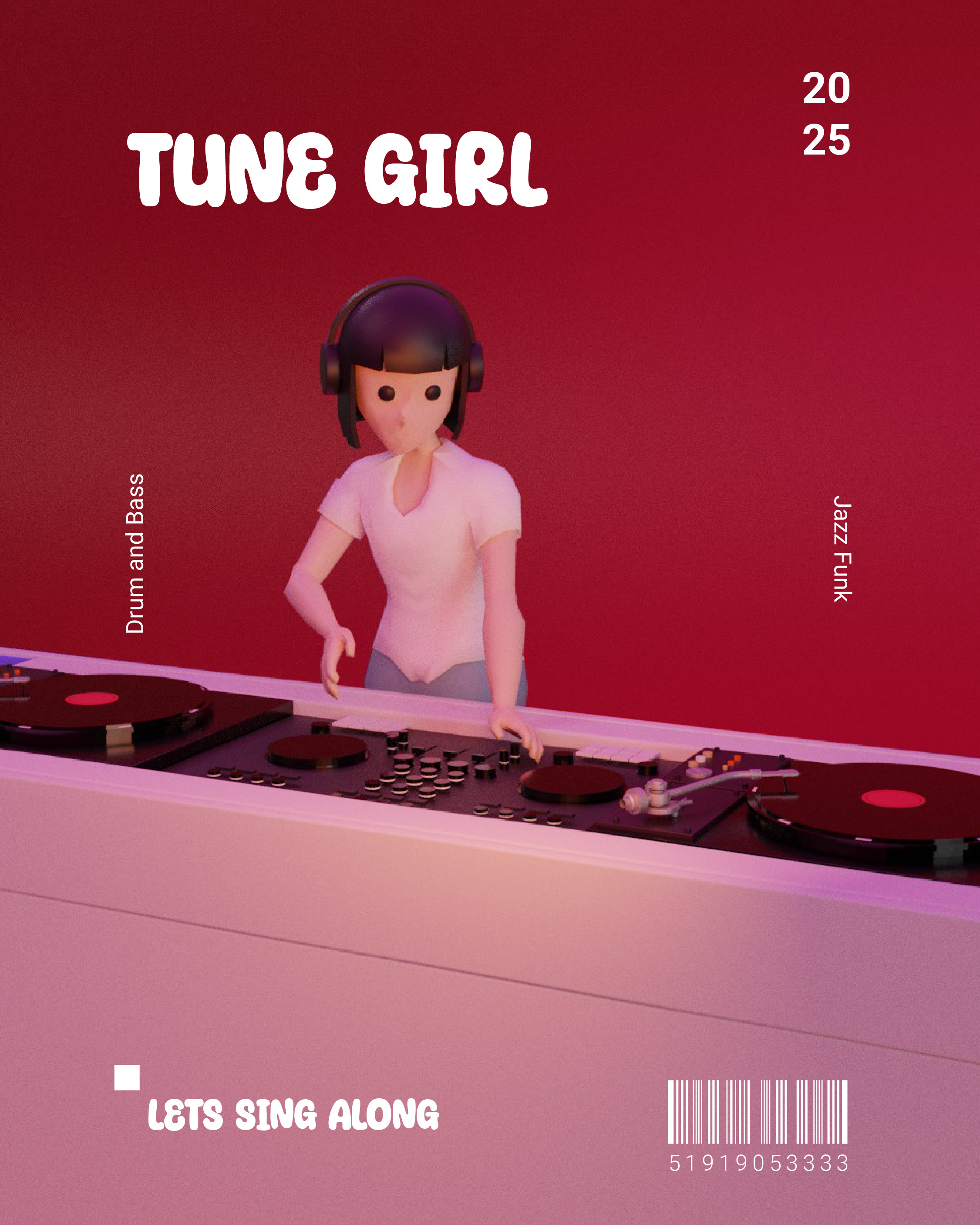 Tune Girl Poster 3d branding graphic design