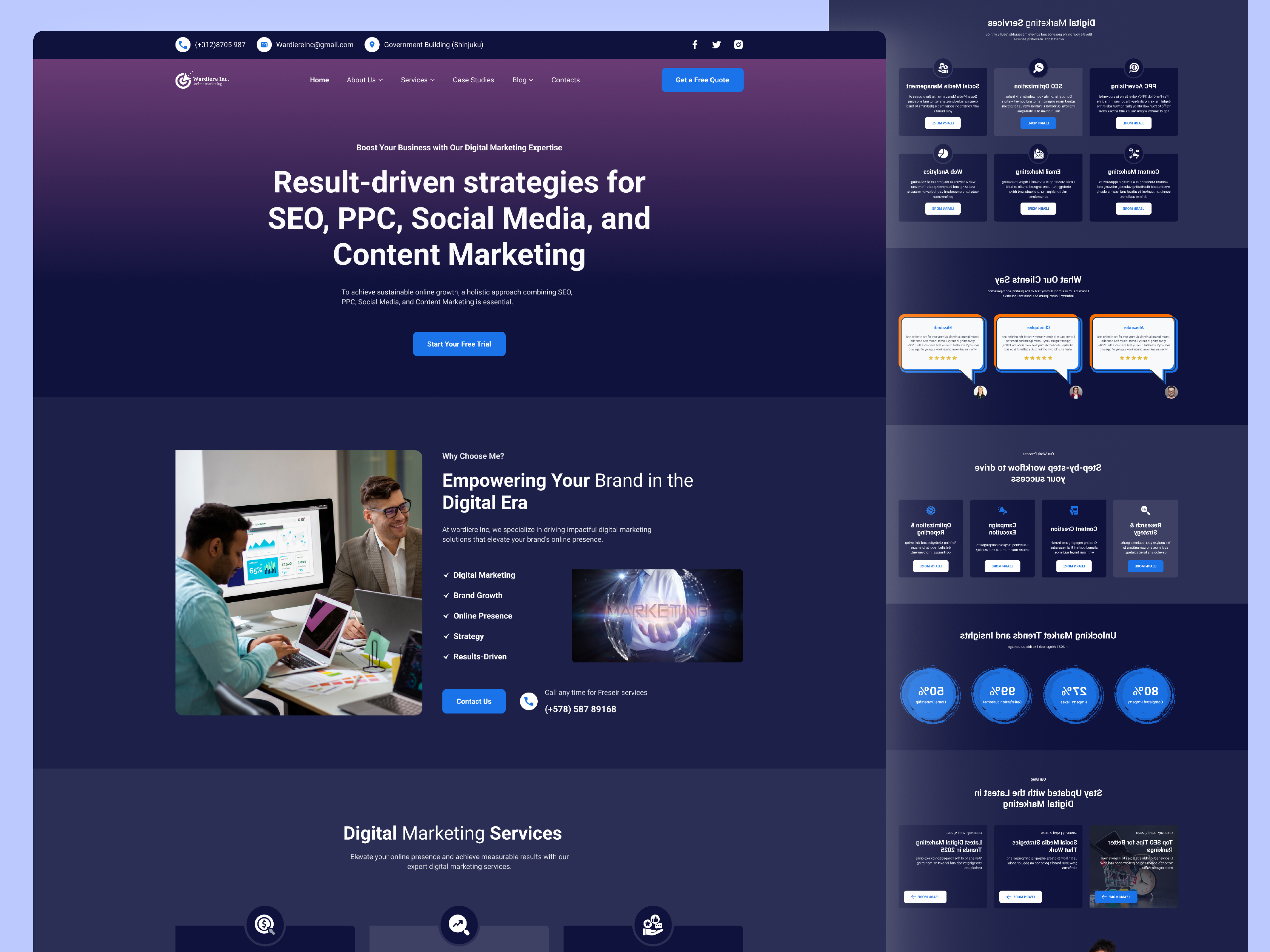 Modern & Results-Driven Digital Marketing Website UI Design app ui buttons clickable prototype color theory desktop ui digital marketing icons interactive prototype interface design light dark mode mobile first design mockup product page design shadows typeface ui design user flow diagram ux design visual design website ui