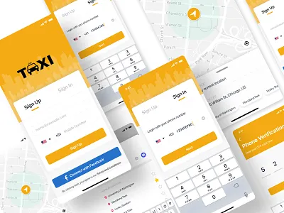 Texi App- Ride Sharing Mobile App- Sign Up/ Login app design design design ui kit interaction design ride sharing ui ui design template ui kit ui ux