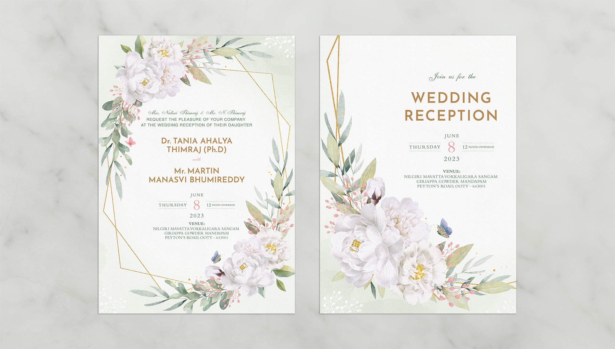 Custom Illustrated Floral Watercolor Wedding Invitation custom invite custom wedding invite design floral floral wedding invite invite marriage mock up nature print watercolor florals wedding wedding invitation